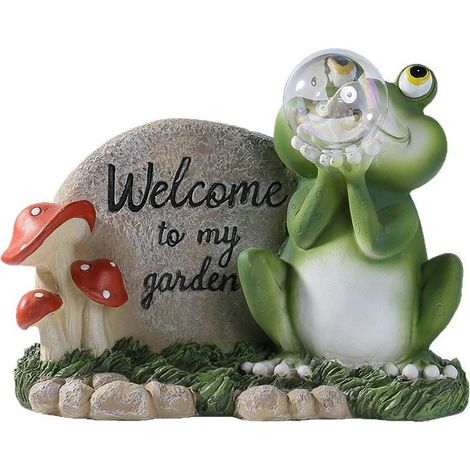 Statue Grenouille - Lampe Solaire Extérieure - Décor Jardin Terrasse - Résine Résistante Aux Intempéries - 1 Pièce