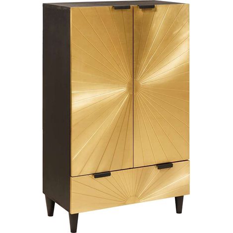 Armario auxiliar con cajón Negro y dorado 60 x 33,5 x 100 cm vidaXL