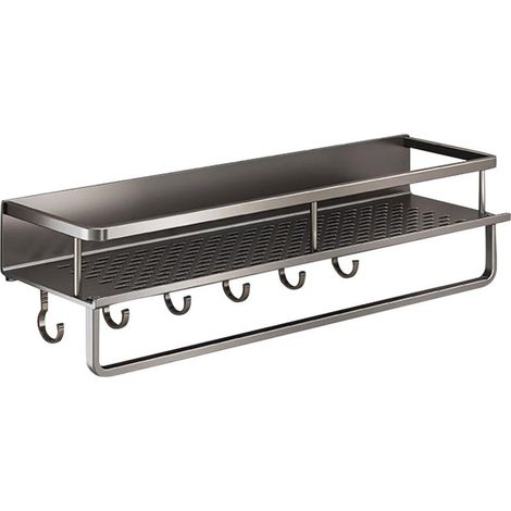 Etagere Salle De Bains - Sans Perçage - Support Murale Pour Toilette - Gris - 1 Pièce (1/5)