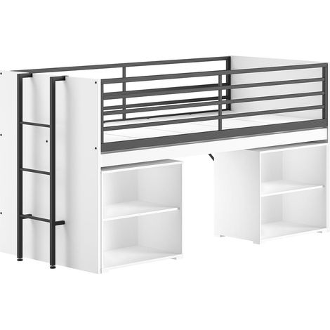 Pack - Lit Superposé & 2 Bibliothèques "Sam" 90x200cm Blanc