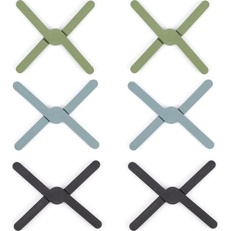 Dessous de Plat Pliable, 6 Pièces TPR sous Plat de Table, Créatives en Forme de X Trivets Peuven pour Casseroles Chaudes, Vaisselle (1/5)
