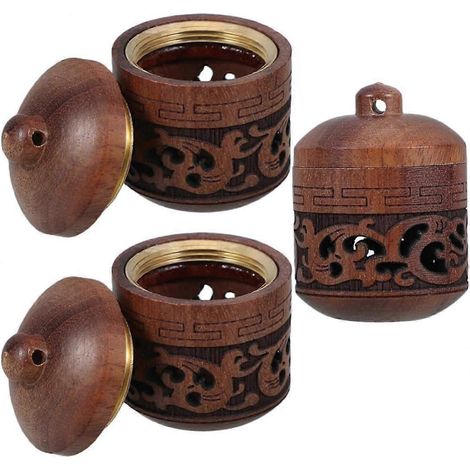 Ensemble de 3 pendentifs diffuseurs suspendus en bois lanterne détails cuivre porte-huiles essentielles pour décoration voiture (1/5)