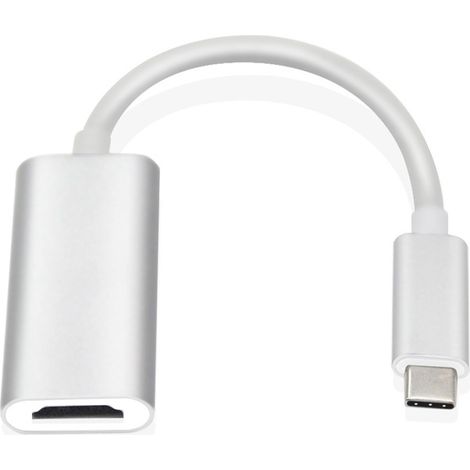 Adaptateur USB 3.1 Type-C – Convertisseur vidéo Type-C vers HDMI pour PC, ordinateur portable, ordinateur et téléphone portable – (4K 60 Hz, argent)