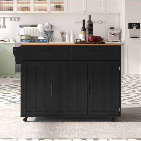Mobile cucina con piano pieghevole e ruote 129x71 OKMYHOME (1/5)