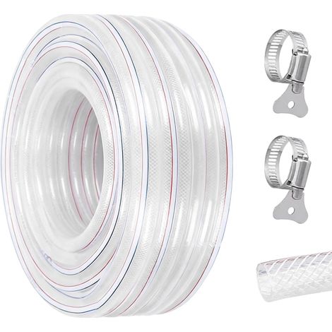 Tuyau d'eau potable, tuyau renforcé en PVC, tuyau d'arrosage avec collier de serrage, tuyau de jardin, tuyau d'irrigation, tuyau d'air flexible, tuyau de carburant (25x32mm,3Meter) (1/5)
