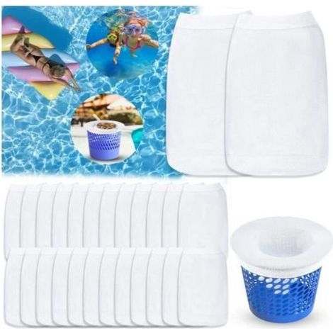 30 pièces de chaussettes filtrantes pour skimmer de piscine, en nylon réutilisable pour panier de skimmer. (1/3)
