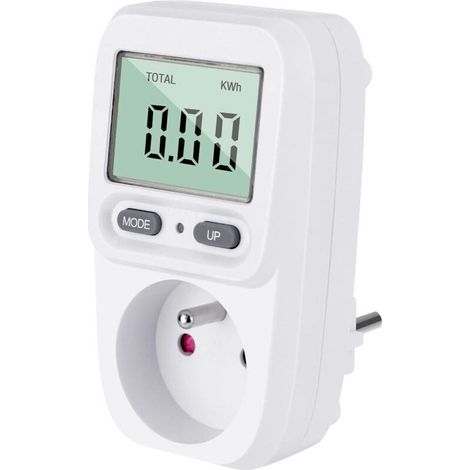 Compteurs d'énergie Wattmètre Prise Consommation Electrique, Contrôleur de Prise Compteur Kwh Puissance Maximum 3680W 16A pour Économie d'Energie (1/5)
