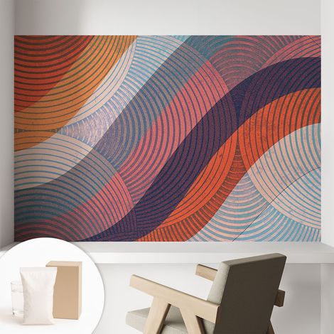 Papier peint intissé mural avec imprimé motifs uniques apparence moderne - Colle incluse gratuite Vagues colorées 104x70 cm (1/5)