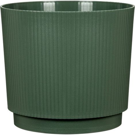 Pot de fleurs rond - GARDEN ID - Lino - Ø 25 - 7 L - H 22 cm - Vert foncé (1/3)