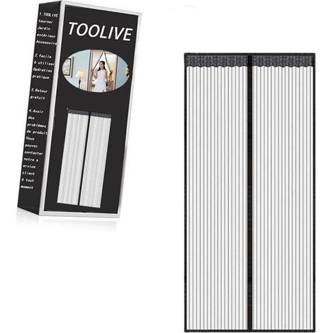 Moustiquaire Magnétique Pour Porte – Maille Ultrarésistante, Joint Magnétique de Haut en Bas, Fermeture Automatique, Garde l'Air Frais à l'Intérieur (80x210CM,Noir) (1/5)