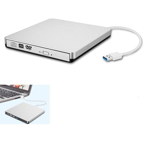 Unidad de CD externa para portátiles，unidad de DVD externa para Mac y MacBook，con adaptador USB tipo C