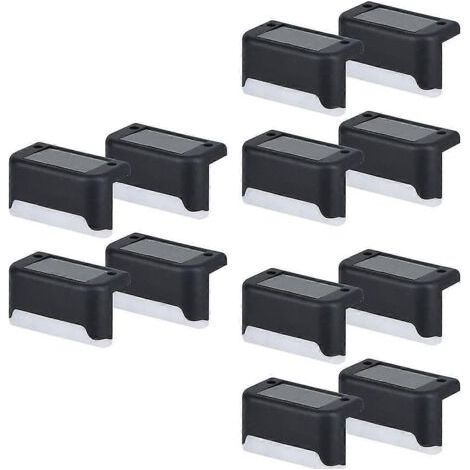 Lot de 12 lampes solaires LED pour escalier, jardin ou balcon, étanches et décoratives. (1/5)