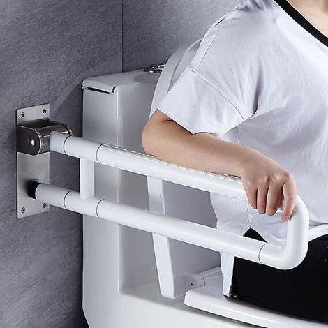 Barra de soporte de pared para inodoros, barra de sujeción para inodoro, plegable, pasamanos antideslizantes, acero inoxidable, para personas mayores, discapacitados, embarazadas, hasta 226.8 kg