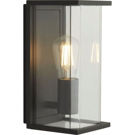 Außenlampe Wand Aluminium E27 IP44 27 cm hoch Dunkelgrau eckig Vintage Design Wandlampe außen