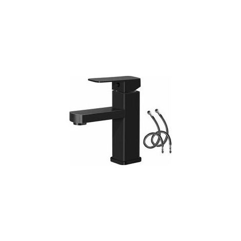 Robinet simple de lavabo Robinet Salle Bain Eau Froide-Chaude Disponible Robinet Lavabo Surface le noir en Cuivre Durable Robinetterie Lave Mains Démontable Pratique pour Nettoyer ou Remplacer Ikodm (1/4)