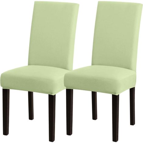 Stuhlhussen 2er Set Grün, Stretch-Bezüge für Esszimmerstühle, abnehmbar & waschbar (1/5)