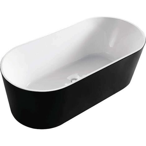 Cleo – Ovale freistehende Badewanne aus Acryl – Mattschwarz – Schickes und elegantes Design (1/5)