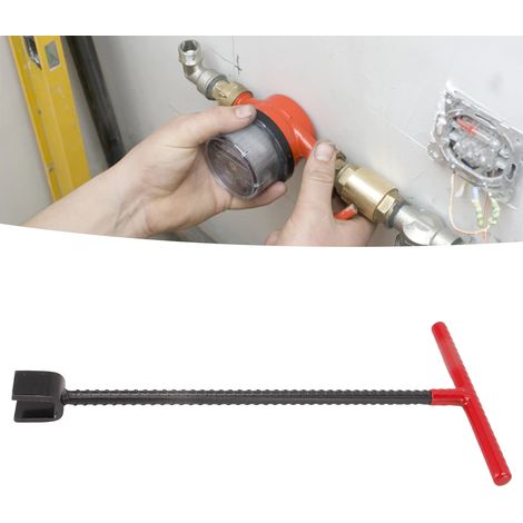 Clé polyvalente en acier pour compteur d'eau, robinet et vanne, avec poignée en T et 4 embouts