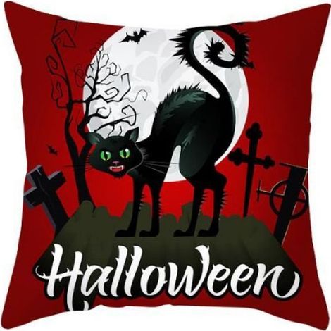 Housse de Coussin - - Halloween - 45x45 cm - Rouge - Synthétique - Design Contemporain (1/2)