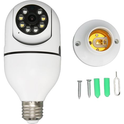 Caméra de surveillance WiFi sans fil double bande, prise E27, suivi de mouvement, moniteur bébé pour maison, 100‑240V (1/5)