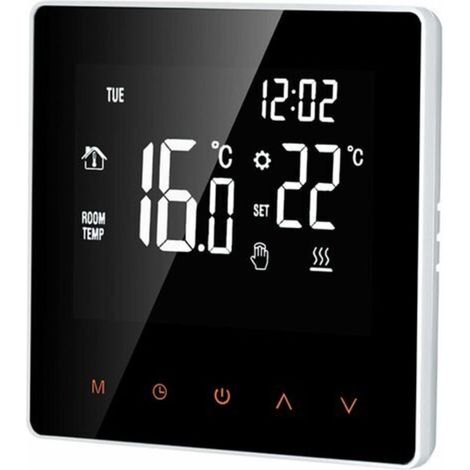 Termostato Digital 16A, Pantalla LCD, Pantalla Táctil, Programable, para Hogar, Escuela, Oficina, Hotel, Blanco (1/5)