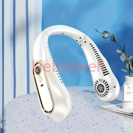 Ventilateur de cou portable avec chargement USB et vitesse du vent réglable, adapté aux sports de plein air et aux voyages (1/5)