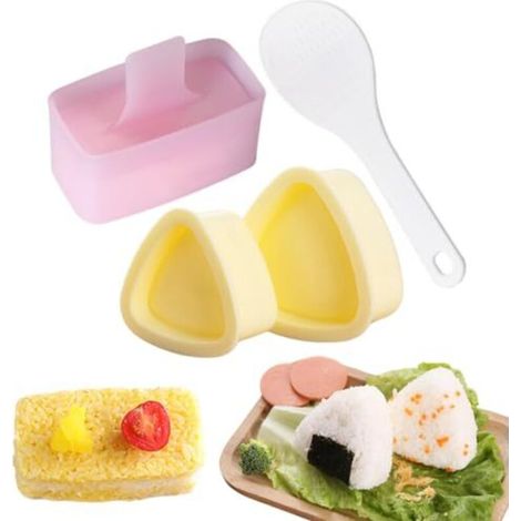 Moule Onigiri Triangle, Moule à Onigiri Bricolage, Moule à Sushi Triangle, Moule à Sushi Triangulaire Onigiri Maker avec Cuillère à Riz, En Quelques éTapes Simples pour Un Onigiri Sushi Parfait (1/5)