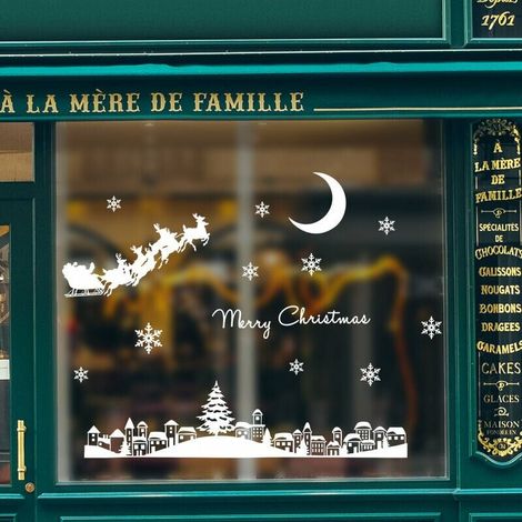 Weihnachtsaufkleber Weihnachtsaufkleber Weihnachtsfensteraufkleber DIY Dekoration Rentier Weihnachtsmann Aufkleber Schneeflocken Aufkleber Abnehmbare statische Aufkleber - A (1/5)