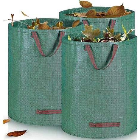 Sac Jardinage Déchets, Sac Déchets Verts, 3 x 272L Sacs Jardin Autoportant, Big Bag avec Poignées, Étanche, Pliable et Réutilisable, Sacs à Déchets de Jardin, Sac Végétaux Jardin (1/5)