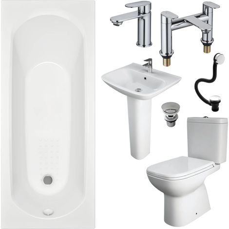 Complete Bath Suite Imelda Bath Rak Origin Basin Toilet Set Hannah Taps, With Taps & Wastes