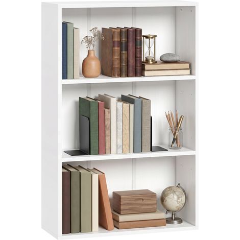 Bibliothèque de rangement 3 compartiments avec tablette ajustable, blanc, 60 x 24 x 93 cm (1/5)