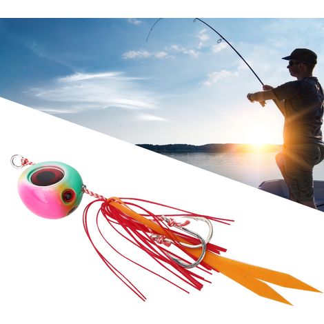 Leurre de Pêche Lumineux à Double Hameçon avec Barbe - Appât Jig 3 pour Pêche Nocturne