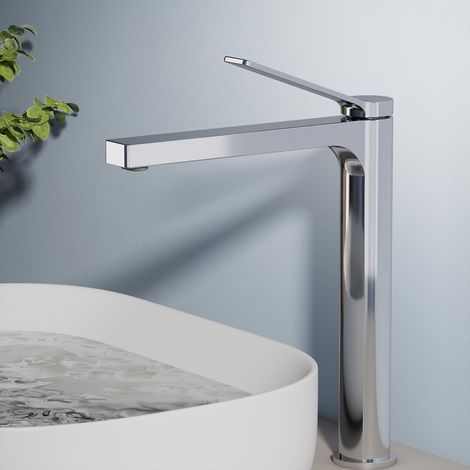 Robinet de salle de bain chromé, 335 x 233 x 46 mm, en laiton, cartouche en céramique, robinet de salle de bain, mitigeur de lavabo, installation facile, robinet avec aérateur, robinet de lavabo (1/5)