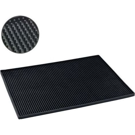 Tapis égouttoir Vaisselle Noir, Tapis de Bar Maxi, Tapis Vaisselle, compatible lave vaisselle, plastique souple, 40x30 cm, noir (1/4)