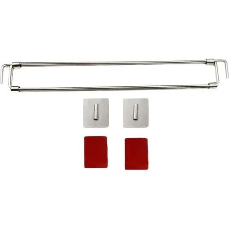 Barre de douche télescopique d'angle, en acier inoxydable résistant à la corrosion, avec 2 crochets auto-adhésifs, argentée