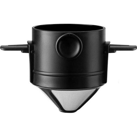 Filtre à café - cafetière à filtre - cafetière à filtre - Réutilisable à l'infini - Système d'égouttement sans papier - Noir (1/5)
