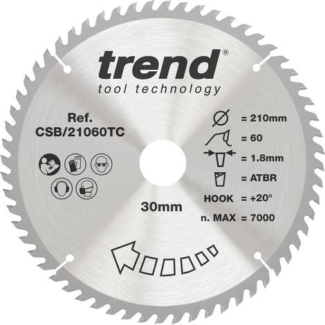 Lame de scie circulaire ATBR TCT 210 mm, 60 dents, 30 mm (1/5)