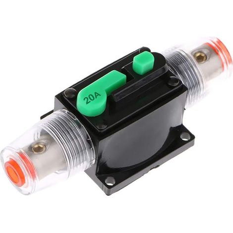 Disjoncteur Fusible DC 12 V - Réinitialisation Manuelle - Pour Voiture Bateau Moto Camping-Car - 20 A - Bloc Porte-Fusible