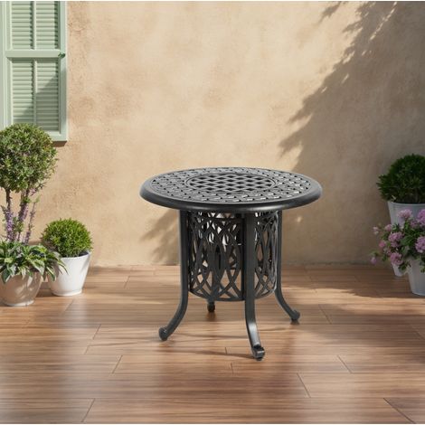 Gartentisch Aluminium Bronze, rund, wetterfest und rostbeständig, kompakter Beistelltisch (1/5)