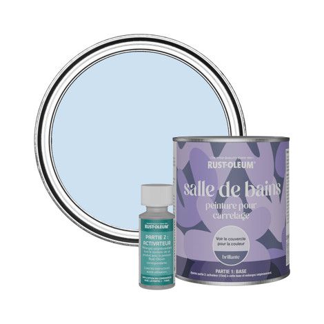 Peinture pour Carrelage de Salle de Bain, Finition Brillante - Bleu Poudré 750ml (1/2)