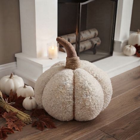 XL Plush Textured Cream Pumpkin Decoration (1/2)