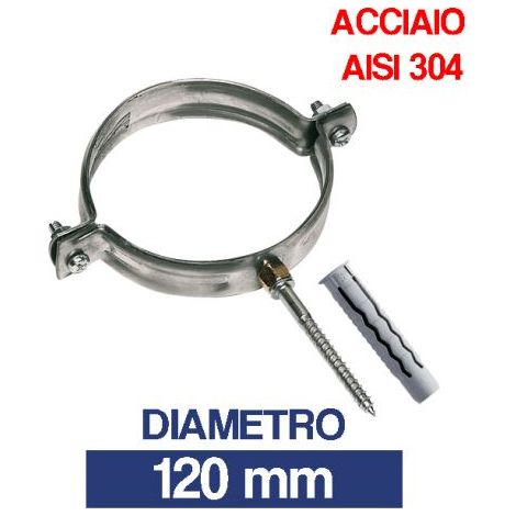 COLLARE FASCETTA MURALE PER TUBO CANNA FUMARIA ACCIAIO INOX (23065V) 120 (18319)
