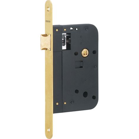Thirard – Serrure encastrable pour porte intérieure 70mm – Acier embouti et laiton brossé – 1/2 tour réversible – Dimensions carré 7mm (1/3)