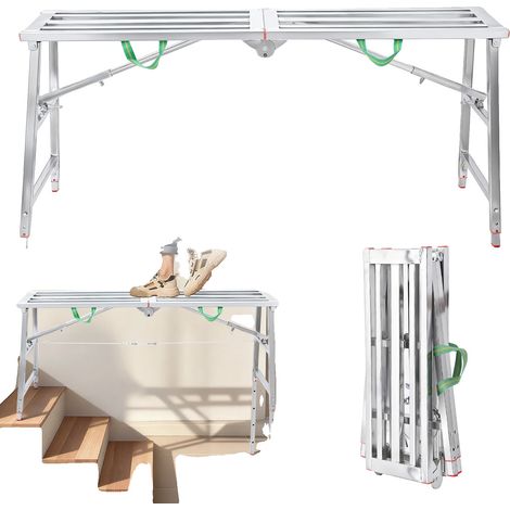 Escalera de construcción, estructura de hierro, 160x30x120 cm, capacidad de carga de 400 kg, altura regulable, diseño plegable. (1/5)