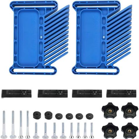 Ensemble de 28 guides de coupe bleus en ABS pour le travail du bois, kit de 28 pièces avec une conception allongée pour un contrôle précis et une stabilité accrue. (1/4)