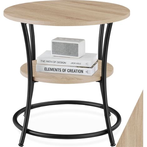 Table d'appoint 55 x 56 cm en panneau aggloméré bois clair (1/5)