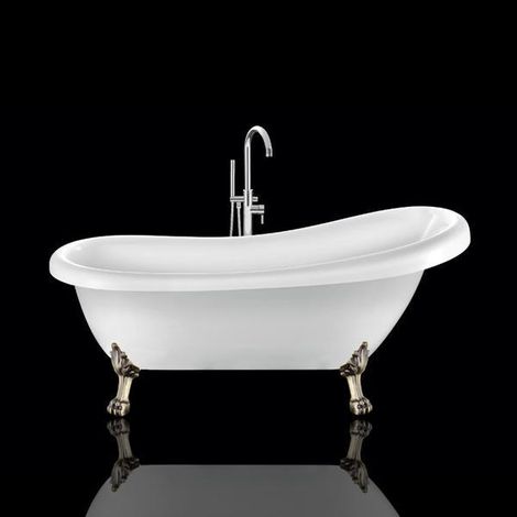 Vasca da bagno freestanding con piedini RICHMOND Bianca 155 cm Piedini di leone Bronzo