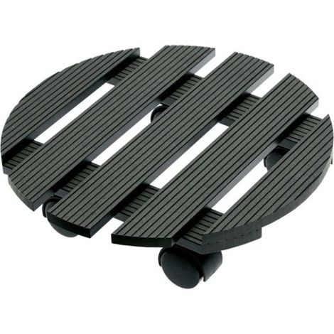 SOTTOVASO TONDO CON RUOTE IN LEGNO WPC 30CM
