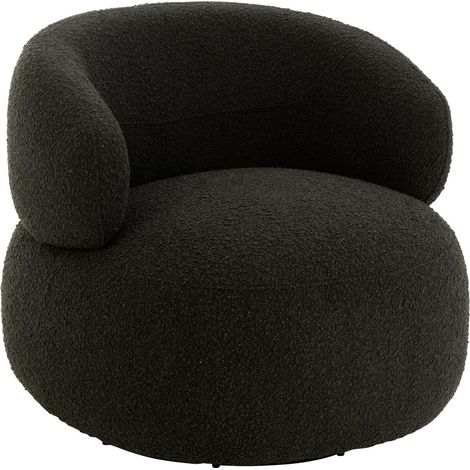 Fauteuil Pivotant Rond "Cosy" 85cm Noir (1/5)