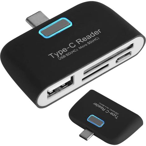 Lecteur de Carte Mémoire TF de Type C en Alliage d'aluminium vers Adaptateur Hub USB OTG pour Port de Tablette de Téléphone Port Micro-USB Chaud Plug Play Interfaces étendues Carte Multi (1/5)